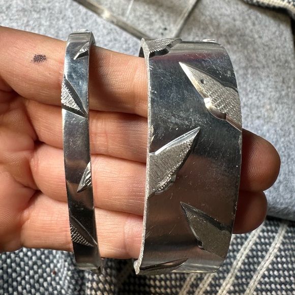 Ooak handmade Diamond plate bracelet brutalist set - Picture 3 of 6